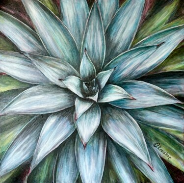 Blue Yucca Картина под названием "Blue Yucca" - Olga Kreiskop, Подлинное произведение искусства, Акрил Установлен на Деревянная рама дл…