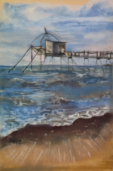 Pintura intitulada "Carrelet" por Annette Hue, Obras de arte originais, Pastel