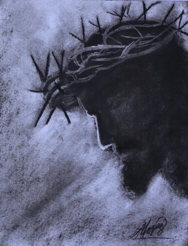 Σχέδιο με τίτλο "Jesus" από Alicia Lopez, Αυθεντικά έργα τέχνης, Κάρβουνο