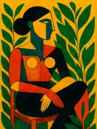 SEATED FIGURE WITH FOLIAGE "SEATED FIGURE WITH…" başlıklı Dijital Sanat Heloisa Castro tarafından, Orijinal sanat, Dijital Resim