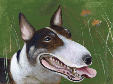 제목이 "Bull Terrier In Gra…"인 미술작품 Anton Maliar로, 원작, 아크릴