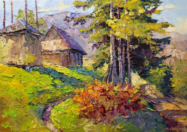 Картина под названием "Carpathian Motif" - Boris Serdyuk, Подлинное произведение искусства, Масло Установлен на Деревянная р…