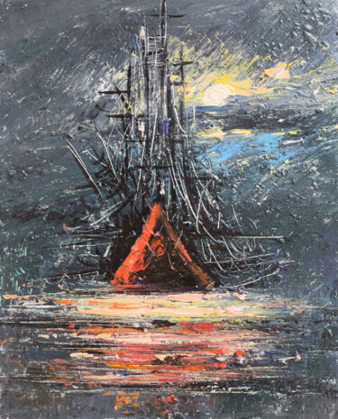 Maritime Mystery Ζωγραφική με τίτλο "Maritime Mystery" από Narek, Αυθεντικά έργα τέχνης, Λάδι Τοποθετήθηκε στο Ξύλινο φορείο σκελετό