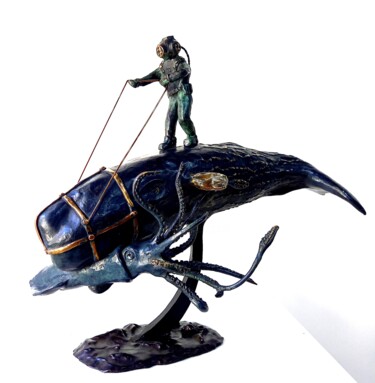 Sculpture titled "Cach dans l'eau" by Bueno Patrice, Original Artwork, Bronze