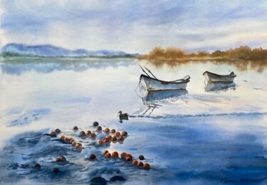 绘画 标题为“Calm lake, watercol…” 由Natalia Butenko, 原创艺术品, 水彩