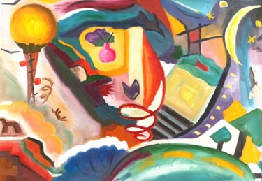 Ζωγραφική με τίτλο "Abstraction quotidi…" από Hélène Batut, Αυθεντικά έργα τέχνης, Λάδι