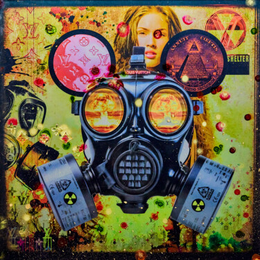 Pittura intitolato "Apocalyps Mickey" da Ghost Art, Opera d'arte originale, Colaggio