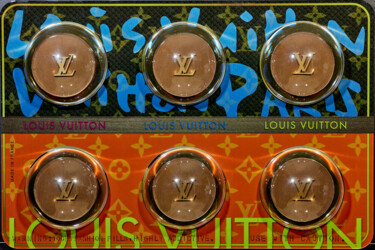 Ζωγραφική με τίτλο "Fashion pills LV" από James Chiew, Αυθεντικά έργα τέχνης, Χύσιμο Τοποθετήθηκε στο Αλουμίνιο