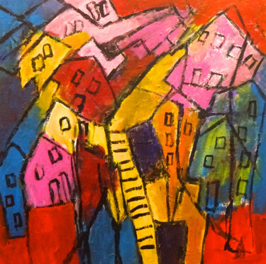Pittura intitolato "Composition 7166" da Engelina Zandstra, Opera d'arte originale, Acrilico Montato su Telaio per barella i…