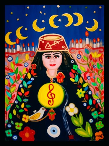 Pintura intitulada "🌛🌙🌛LA GARDIENNE DES…" por Haïfa Melliti, Obras de arte originais, Acrílico