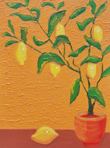 Painting titled "Sunny fireflies - L…" by Ksenia Tsyganyuk, Original Artwork, Oil Mounted on Cardboard