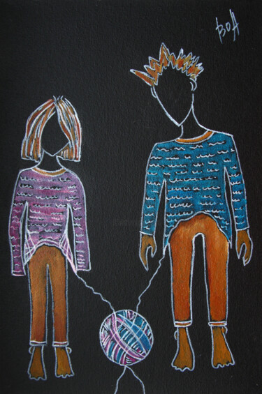 Blood Ties. Siblings 「Blood Ties. Siblings」というタイトルの絵画 Oksana Budnichenkoによって, オリジナルのアートワーク, オイル