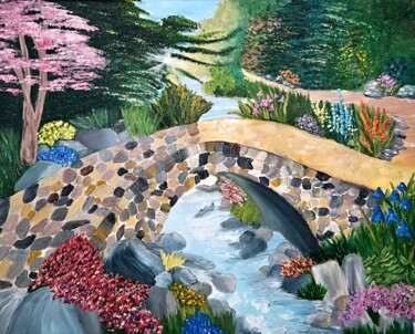Schilderij getiteld "HIDDEN CROSSING" door Patricia Urbonas Clark, Origineel Kunstwerk, Olie