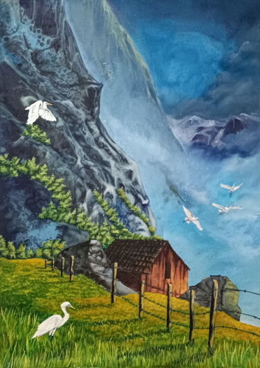 Pintura titulada "Refugio en la Monta…" por Anel Saenz, Obra de arte original, Acrílico