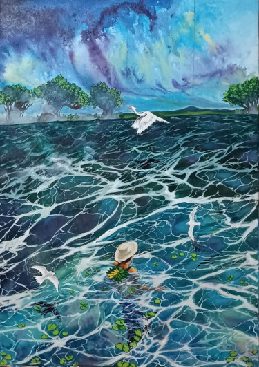 Nocturno Acuático 绘画 标题为“Nocturno Acuático” 由Anel Saenz, 原创艺术品, 丙烯