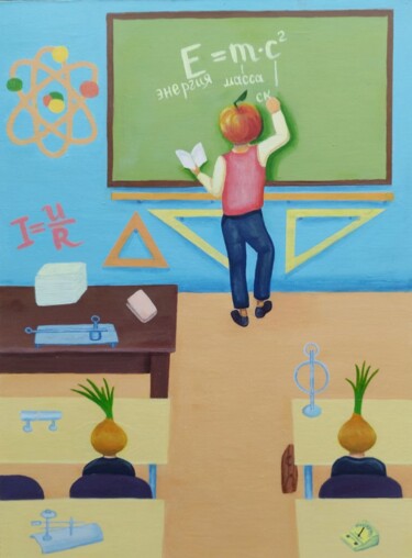 Teacher 제목이 "Teacher"인 미술작품 Nina Timoshenko로, 원작, 아크릴 나무 들것 프레임에 장착됨
