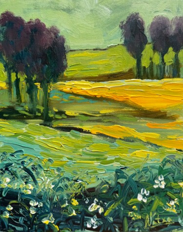 Schilderij getiteld "The Field That Waits" door Natalia Nosek (NATXA), Origineel Kunstwerk, Acryl Gemonteerd op Frame voor h…