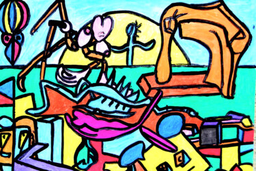 Peinture intitulée "Un monde abstrait" par José Espiguinha, Œuvre d'art originale, Gouache