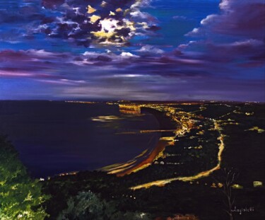"Moonlight over the…" başlıklı Tablo Anna Rita Angiolelli tarafından, Orijinal sanat, Petrol Ahşap Sedye çerçevesi üzerine m…