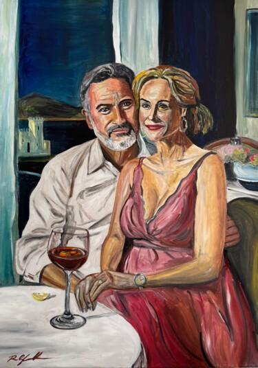 Pittura intitolato "Il Pesce Rosso" da Roberto Cafarotti, Opera d'arte originale, Olio Montato su Telaio per barella in legno