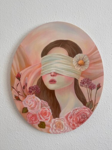 Closed eyes, Eyes under the veil Pintura intitulada "Closed eyes, Eyes u…" por Hlole, Obras de arte originais, Óleo