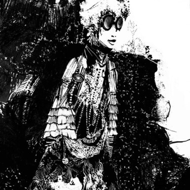 Painting titled "URBAN STEAMPUNK" by Olga Vakhonina, Original Artwork, Ink