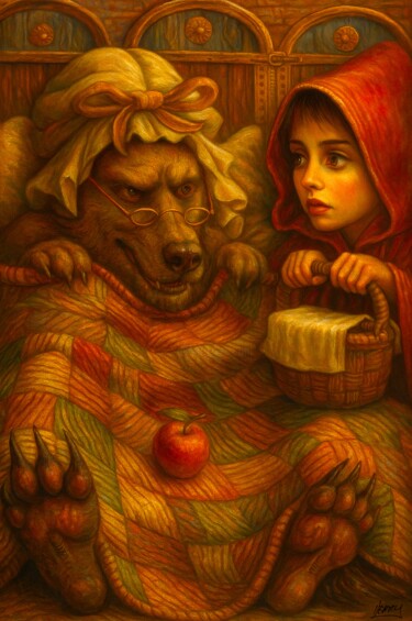 "Red Riding Hood" başlıklı Tablo Spencer Derry tarafından, Orijinal sanat, AI tarafından oluşturulan görüntü