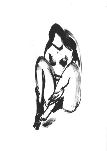 Desenho intitulada "Nude model 3 ." por Aleksey Wroblewski, Obras de arte originais, Marcador