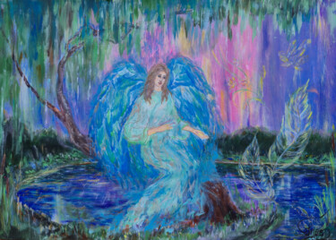绘画 标题为“Angel of Feminine L…” 由Inessa Lightart, 原创艺术品, 丙烯 安装在其他刚性面板上