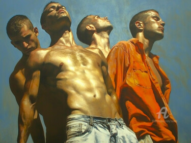 Us ― on that summer day Arte digitale intitolato "Us ― on that summer…" da Suima, Opera d'arte originale, Immagine generata dall'IA