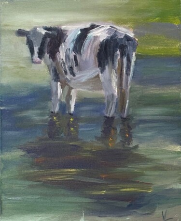 "Cow in the Water" başlıklı Tablo Vera Lisitsyna tarafından, Orijinal sanat, Petrol