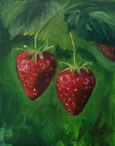 Ζωγραφική με τίτλο "Strawberries" από Vera Lisitsyna, Αυθεντικά έργα τέχνης, Λάδι