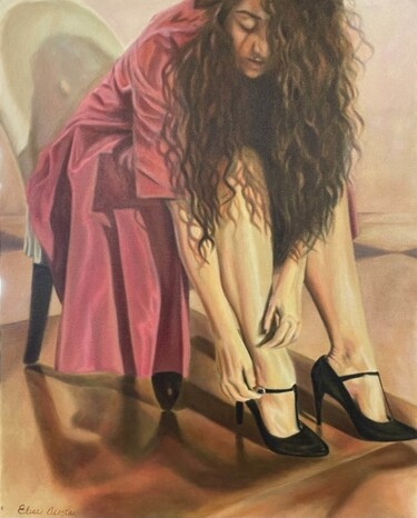 Schilderij getiteld "In for the Night" door Elise Acosta, Origineel Kunstwerk, Olie Gemonteerd op Frame voor houten brancard