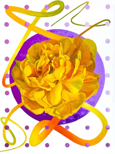 Floral Vibrations Ζωγραφική με τίτλο "Floral Vibrations" από Alena Sokolova, Αυθεντικά έργα τέχνης, Λάδι Τοποθετήθηκε στο Ξύλινο πάνελ