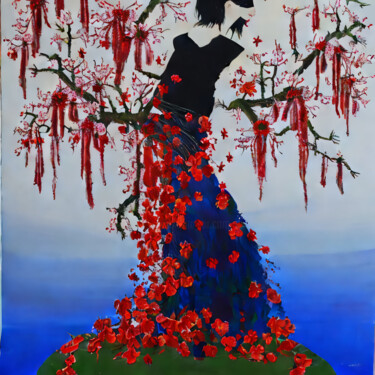 제목이 "Woman In A Red Dress"인 디지털 아트 Meahau로, 원작, AI 생성 이미지
