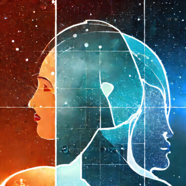 数字艺术 标题为“Meeting in space” 由Meahau, 原创艺术品, AI生成的图像