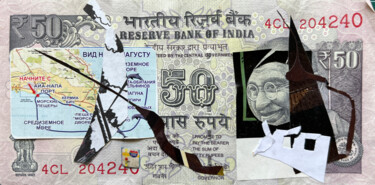 TRANSACTION ALPHABET - Art on Decommissioned Banknotes Collages getiteld "TRANSACTION ALPHABE…" door Leni Smoragdova, Origineel Kunstwerk, Collages