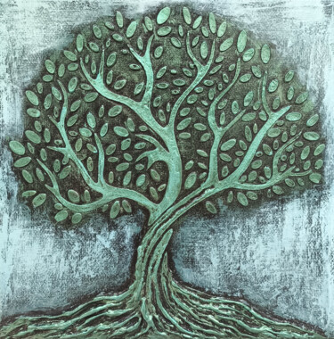 Green Canopy Peinture intitulée "Green Canopy" par Hasmik Mamikonyan, Œuvre d'art originale, Acrylique Monté sur Châssis en bois