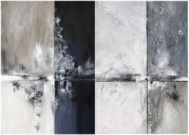 Ash and Midnight. Diptych set 「Ash and Midnight. D…」というタイトルの絵画 Tatiana Malinovscaiaによって, オリジナルのアートワーク, アクリル ウッドストレッチャーフレームにマウント