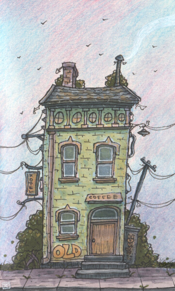 Old green house Desenho intitulada "Old green house" por Steam Ro, Obras de arte originais, Marcador
