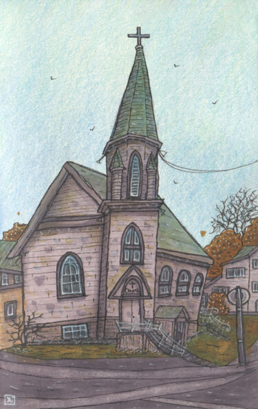 Old Church Desenho intitulada "Old Church" por Steam Ro, Obras de arte originais, Marcador