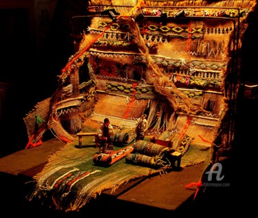 Scenography for the performance "Talentless" 제목이 "Scenography for the…"인 조형물 Iryna Lupashchenko로, 원작, 에어 브러시 목재 패널에 장착됨
