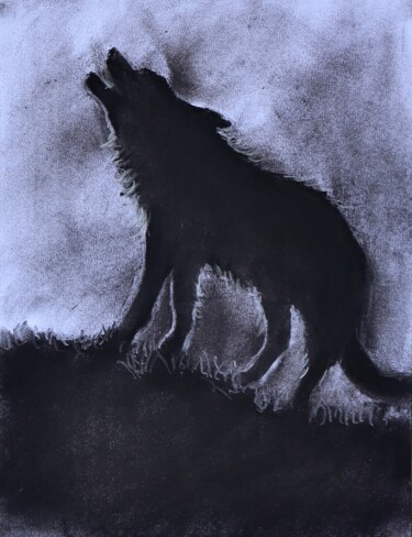 Desenho intitulada "The wolf" por Alicia Lopez, Obras de arte originais, Carvão