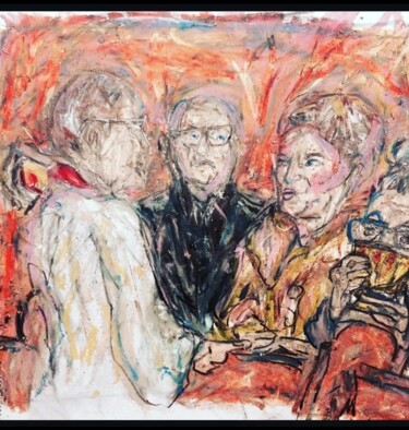 Desenho intitulada "Drinking at church" por Guillaume Grenier-Fontaine, Obras de arte originais, Pastel