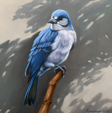 Blue Jay’s Vigil 绘画 标题为“Blue Jay’s Vigil” 由Ara Gasparyan, 原创艺术品, 油 安装在木质担架架上