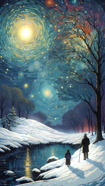 Star Path Through a Winter Tale Digital Arts titled "Star Path Through a…" by Sofia Markina, Original Artwork, AI generated image