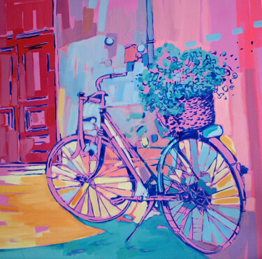 绘画 标题为“"La bici rosa"” 由Catherine Suchocka, 原创艺术品, 丙烯