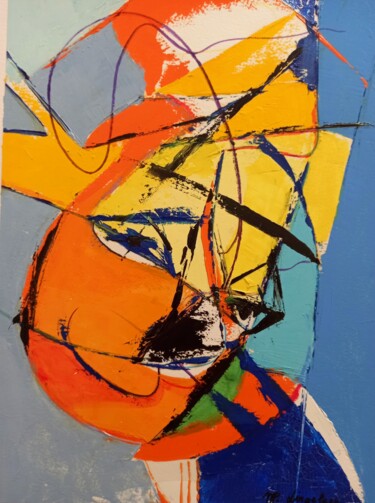 Pittura intitolato ""LE BEAU PARLEUR"" da Marie-Paule Lingelser, Opera d'arte originale, Olio