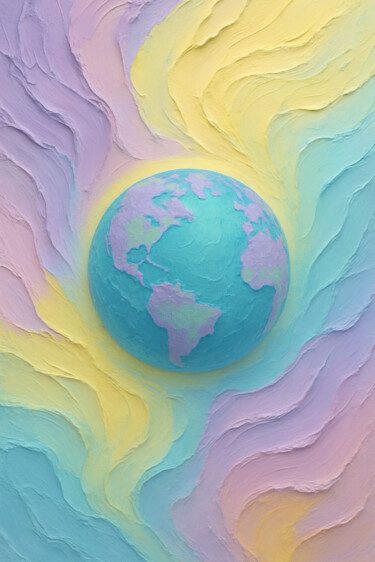 Whispers of Earth – Abstract Pastel Planet Art 数字艺术 标题为“Whispers of Earth –…” 由Liv Solara, 原创艺术品, 数字油画