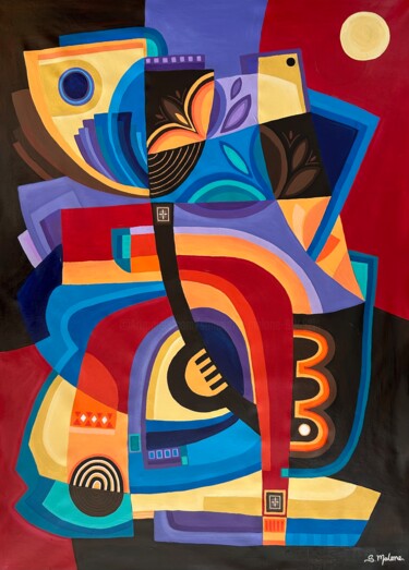 Pintura intitulada "The Silent Moon" por Samantha Malone, Obras de arte originais, Acrílico